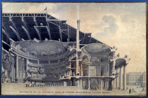 Architektur: Blick aus dem Inneren des neuen Raums der Comédie-Française des alten Projekts von Marie Joseph and Wailly Charles de Peyre