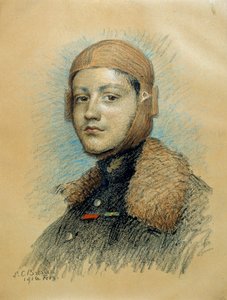 Porträt von Georges Guynemer (1894-1917), französischer Kriegspilot. Zeichnung von Februar 1916.