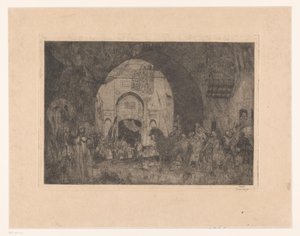 Östliche Reiter und Menschen bei einem Tor von Marius Bauer (signed by artist)