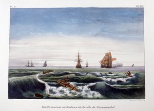Ein Floß vor der Küste von Coromandel, Indien, 1828