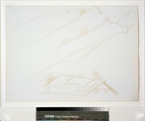 Berglandschaft, Gebäude im Vordergrund