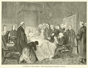 Sterbebett von John Wesley (Gravur) von Marshall (after) Claxton