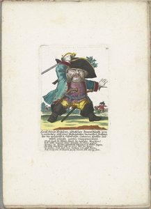 Der Zwerg Hanß Görge Prijhann als wilder Offizier, ca. 1710 von Martin Engelbrecht (attributed to)