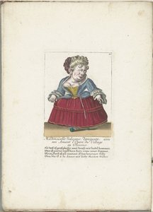 Zwerg als die französische Mademoiselle Jolicoeur, ca. 1710 (Il Callotto resurcitato oder Neu eingerichtes Zwerchen Cabinet) von Martin Engelbrecht (attributed to)