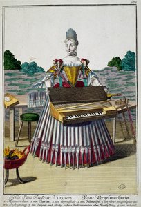 Frau des Orgelbauers, Gravur aus Assemblage des nouveau manouvries habilles von Martin Engelbrecht (1684-1756), Deutschland von Martin Engelbrecht