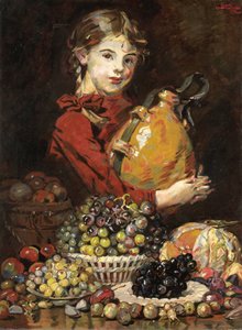 Monarosa, Tochter des Malers, als Obstverkäuferin