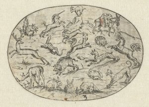 Oval mit achtzehn Tieren von Martin Pleginck