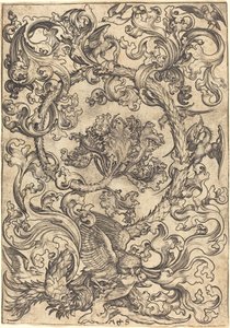 Ornament mit Eule, verspottet von Tagvögeln von Martin Schongauer