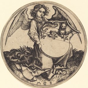 Schild mit Löwe, gehalten von Engel