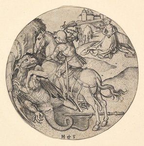 Der heilige Georg tötet den Drachen von Martin Schongauer