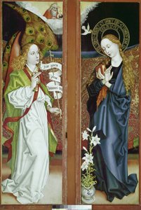 Die Verkündigung. Altarbild von Orlier. Gemälde von Martin Schongauer
