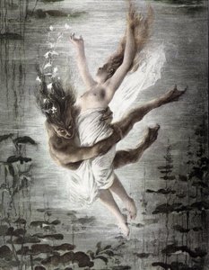 Meeresmonster entführt eine junge Frau (Detail), Allegorien, Martin Gerlach, ca. 1900 von Martin senior Gerlach