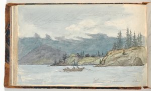 Seenlandschaft mit einem Ruderboot. Der Fjord Krøderen, Norwegen von Martinus Rørbye