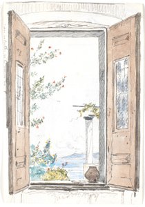 Aussicht durch ein Fenster auf Procida von Martinus Rørbye