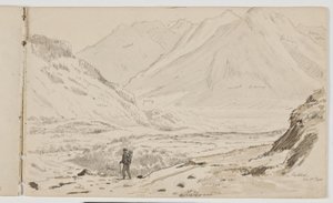 Berglandschaft mit Wanderer