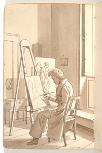Interieur aus der Akademie mit einem jungen Künstler, der an der Staffelei malt von Martinus Rørbye