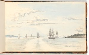 Küstenlandschaft mit Schiffen