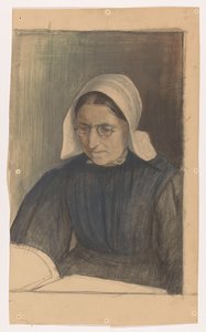Lesende Frau in Gooischer Tracht