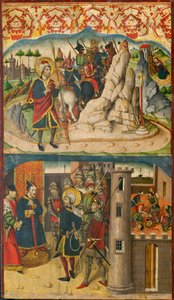 Der heilige Christophorus trifft Satan, der heilige Christophorus vor dem König von Lykien, 1480-85 von Martín de Soria