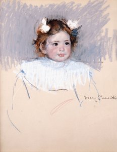 Ellen mit Schleifen im Haar, nach rechts blickend, 1899 von Mary Cassatt