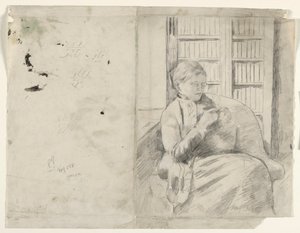Stricken in der Bibliothek (recto), ca. 1881