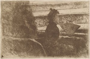 Dame in Schwarz, in einer Loge, nach rechts blickend von Mary Cassatt