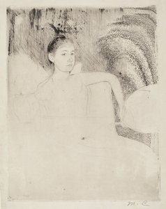 Mimi mit einem japanischen Fächer von Mary Cassatt