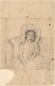 Lächelnde Margot mit gerüschter Haube, ca. 1902 von Mary Cassatt