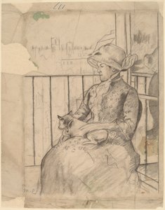 Susan auf einem Balkon mit einem Hund [recto], ca. 1883