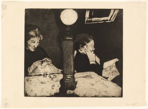 Unter der Lampe, ca. 1882