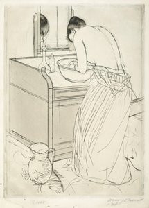 Frau beim Baden, 1890-1891 von Mary Cassatt