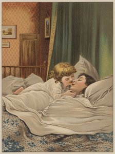 Kind im Bett mit Mutter