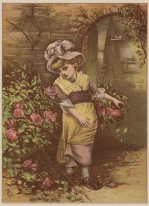 Mädchen pflückt Rosen