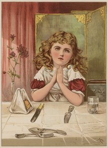 Mädchen spricht Tischgebet vor dem Essen von Mary Ellen Edwards