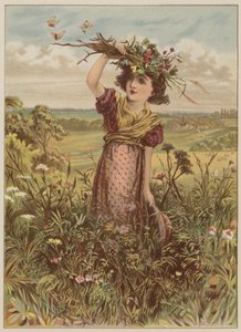 Mädchen mit Blumen und Schmetterlingen von Mary Ellen Edwards