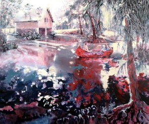 Elvaston-Bootshaus und See von Mary Smith
