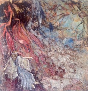 Fee, die die Höhle der Kobolde passiert