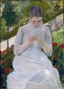 Frau beim Nähen von Mary Stevenson Cassatt