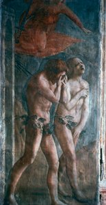 Adam und Eva aus dem Paradies vertrieben, Detail, vor der Restaurierung, ca. 1427 von Masaccio Tommaso