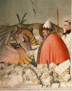 Episoden aus dem Leben von Papst Silvester I. Detail von Maso di Banco
