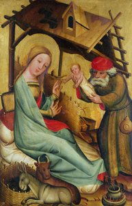 Die Geburt Christi vom Hochaltar von St. Peter in Hamburg, der Grabower Altar, 1383 (Tempera auf Tafel)