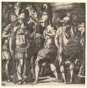 Alexander begrüßt Thalestris und die Amazonen