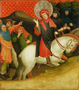 Die Verspottung des Heiligen Thomas, Tafel vom St. Thomas Altar aus der St. Johanniskirche, Hamburg, begonnen 1424 von Master Francke