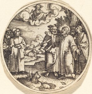 Christus mit drei seiner Apostel