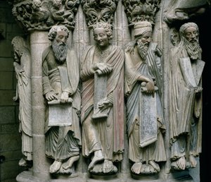 Detail des Portico de la Gloria mit den Propheten des Alten Testaments