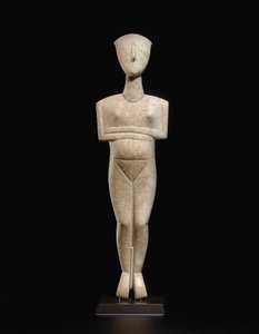 Kykladische liegende Frauenfigur, Namensstück des Schuster-Meisters, Frühe Kykladische II, ca. 2400 v. Chr. (Marmor)