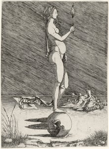 Fortuna segelt auf einer geflügelten Kugel von Master of 1515