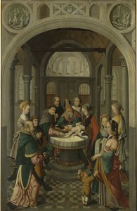 Tafel eines Altars mit Beschneidung Christi, auf der Rückseite die Auferstehung Christi