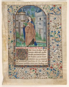 Blatt aus einem Stundenbuch: St. Barbara (2 von 2 ausgeschnittenen Blättern)