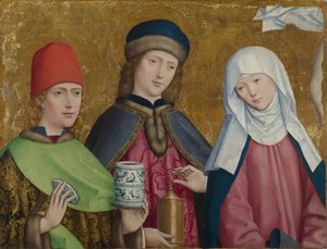 Heilige Kosmas und Damian und die Jungfrau, Liesborner Altar, ca. 1470-1480 von Master of Liesborn